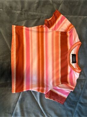 Cider Short Sleeve Tie-Dye Stripe Tee - Pink & Orange